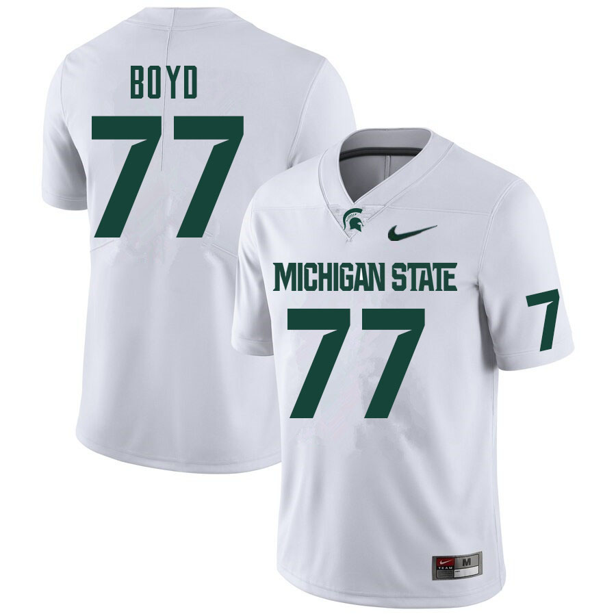 Men #77 Ethan Boyd Michigan State Spartans College Football Jerseys Sale-White